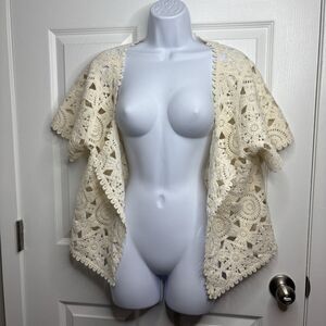 Size XL Jessica Simpson Quincy Crochet Cardigan Ivory NWT